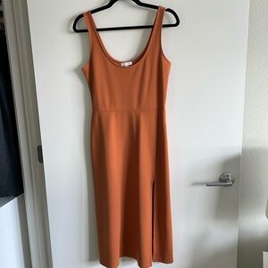Leith scoop midi dress, never worn. Color tan adobe size medium